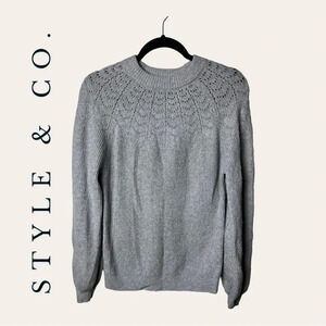 0057. STYLE & CO LONG SLEEVE KNITTED SWEATER GRAY IN‎ COLOR SIZE SMALL
